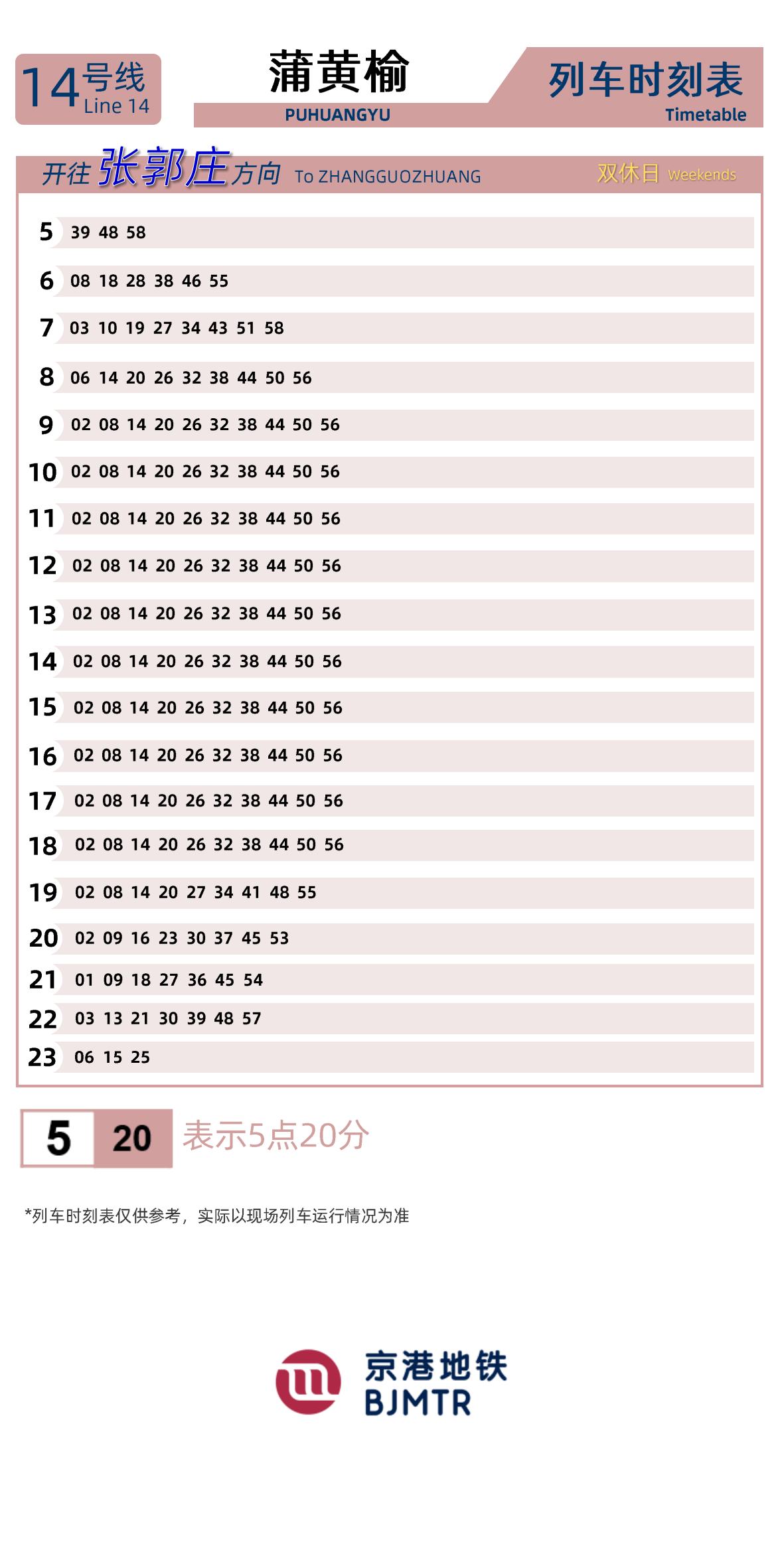 Line 14Puhuangyu时刻表