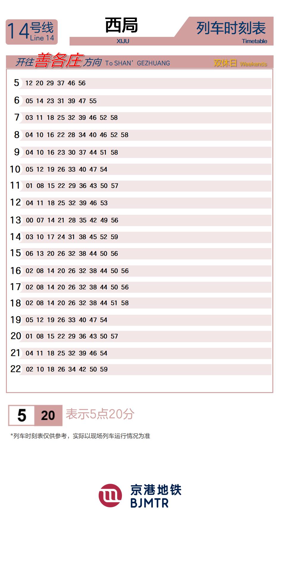 Line 14XijuTimetable