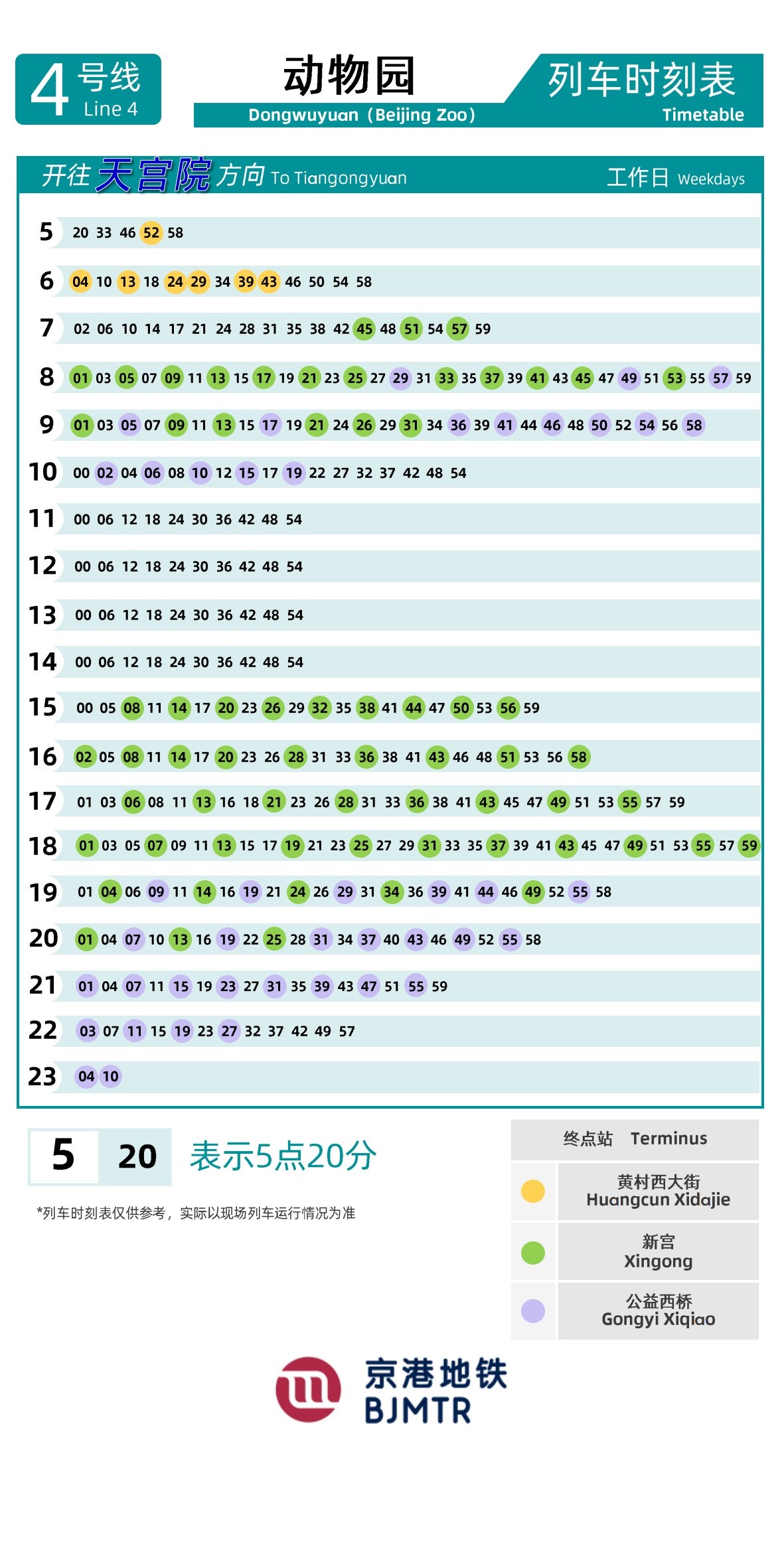 4号线-大兴线动物园时刻表