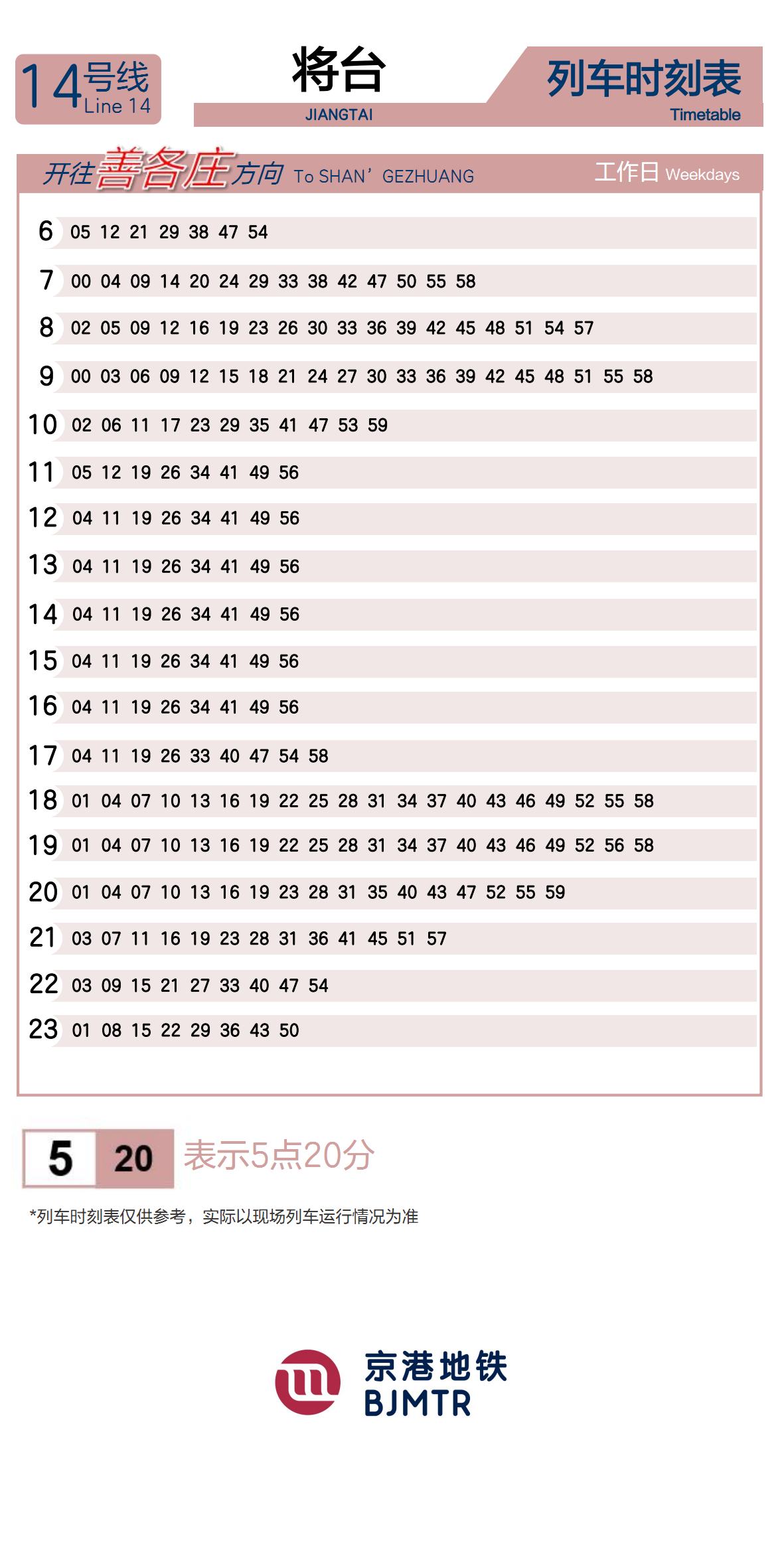 14号线将台时刻表