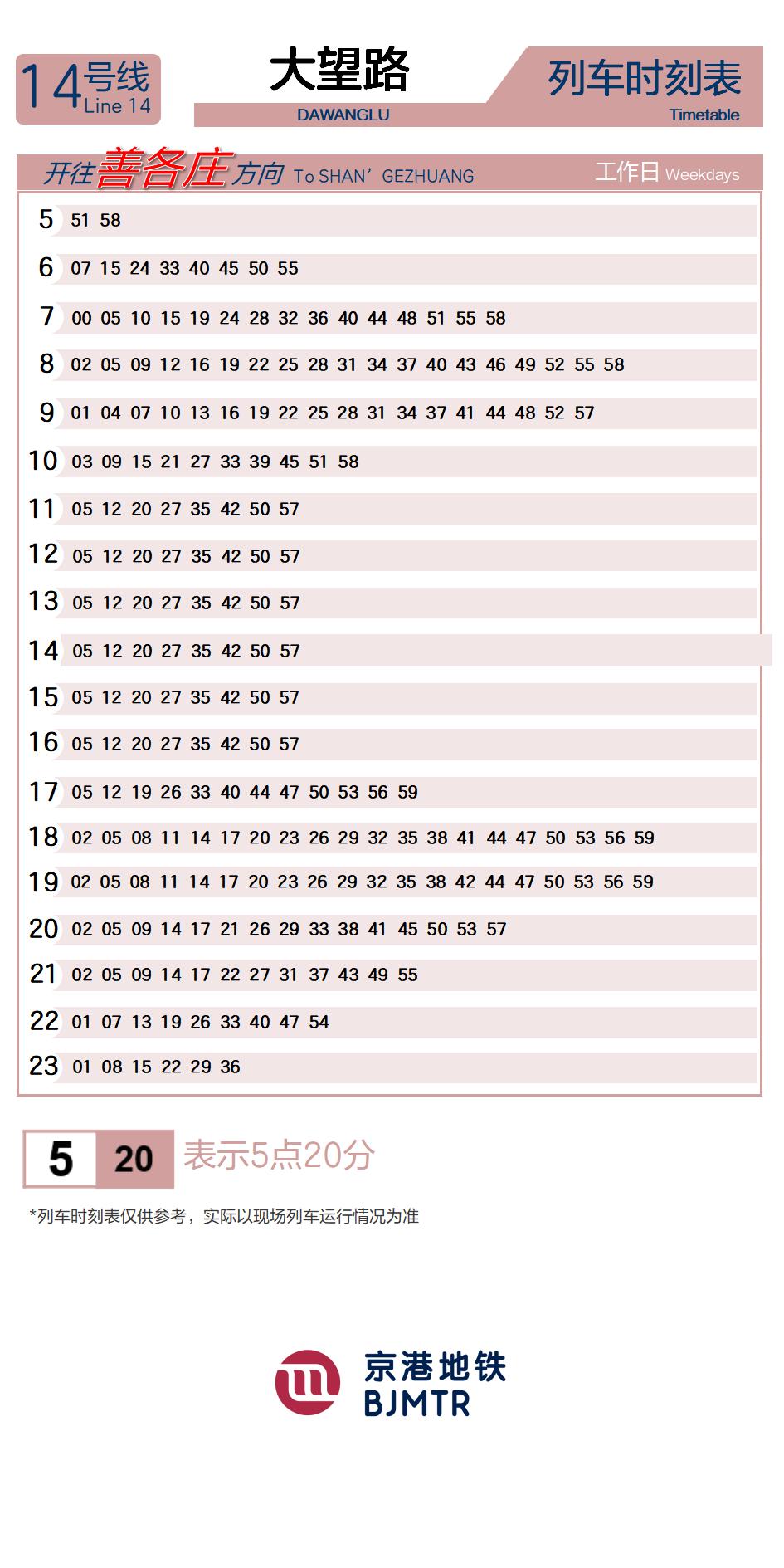 14号线大望路时刻表