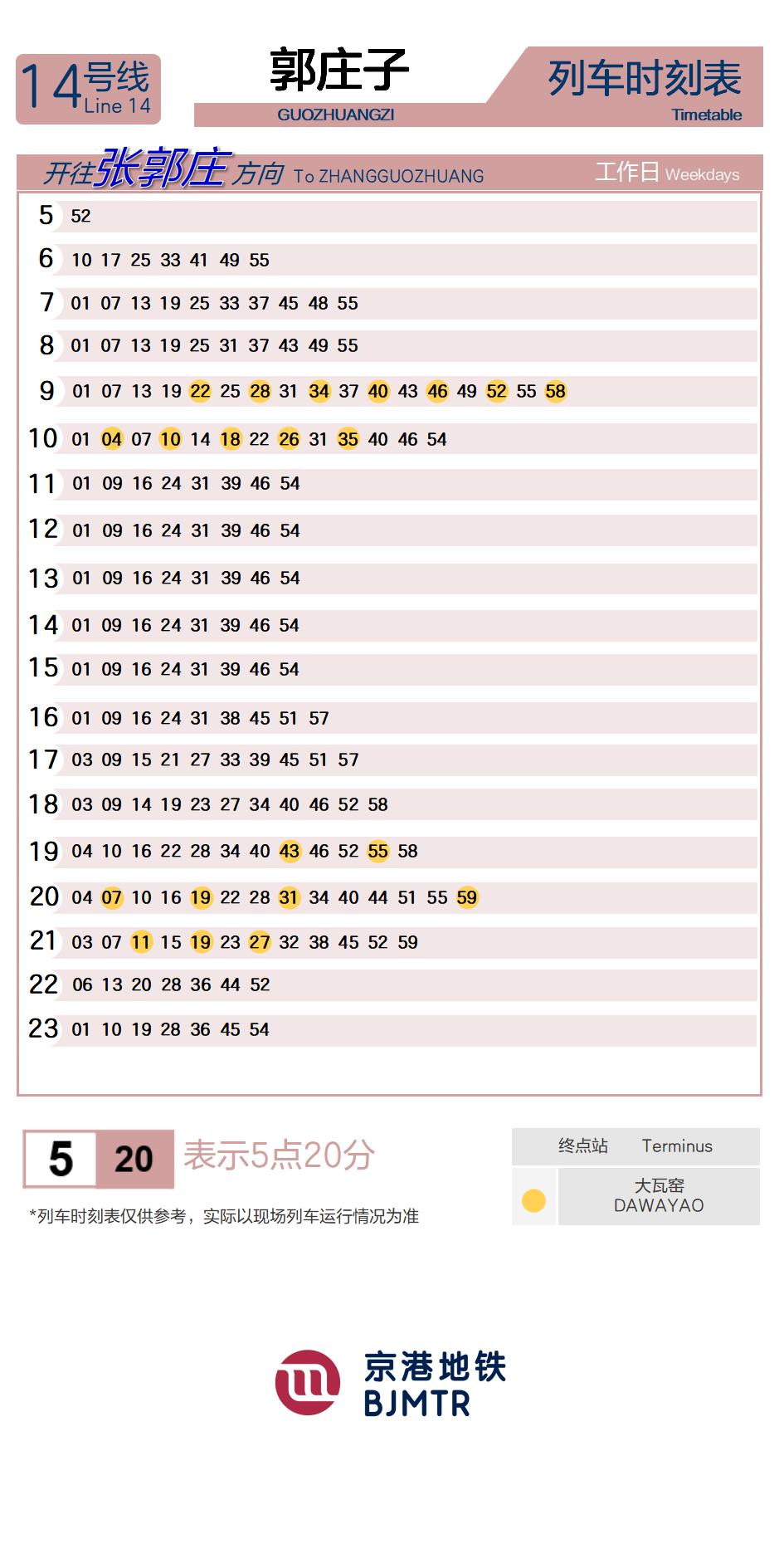 14号线郭庄子时刻表