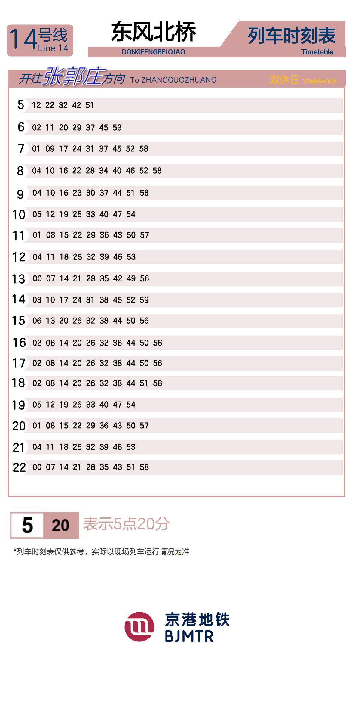 Line 14Dongfeng BeiqiaoTimetable