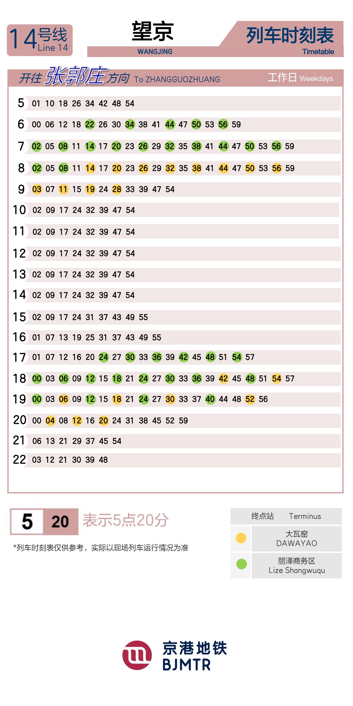 14号线望京时刻表