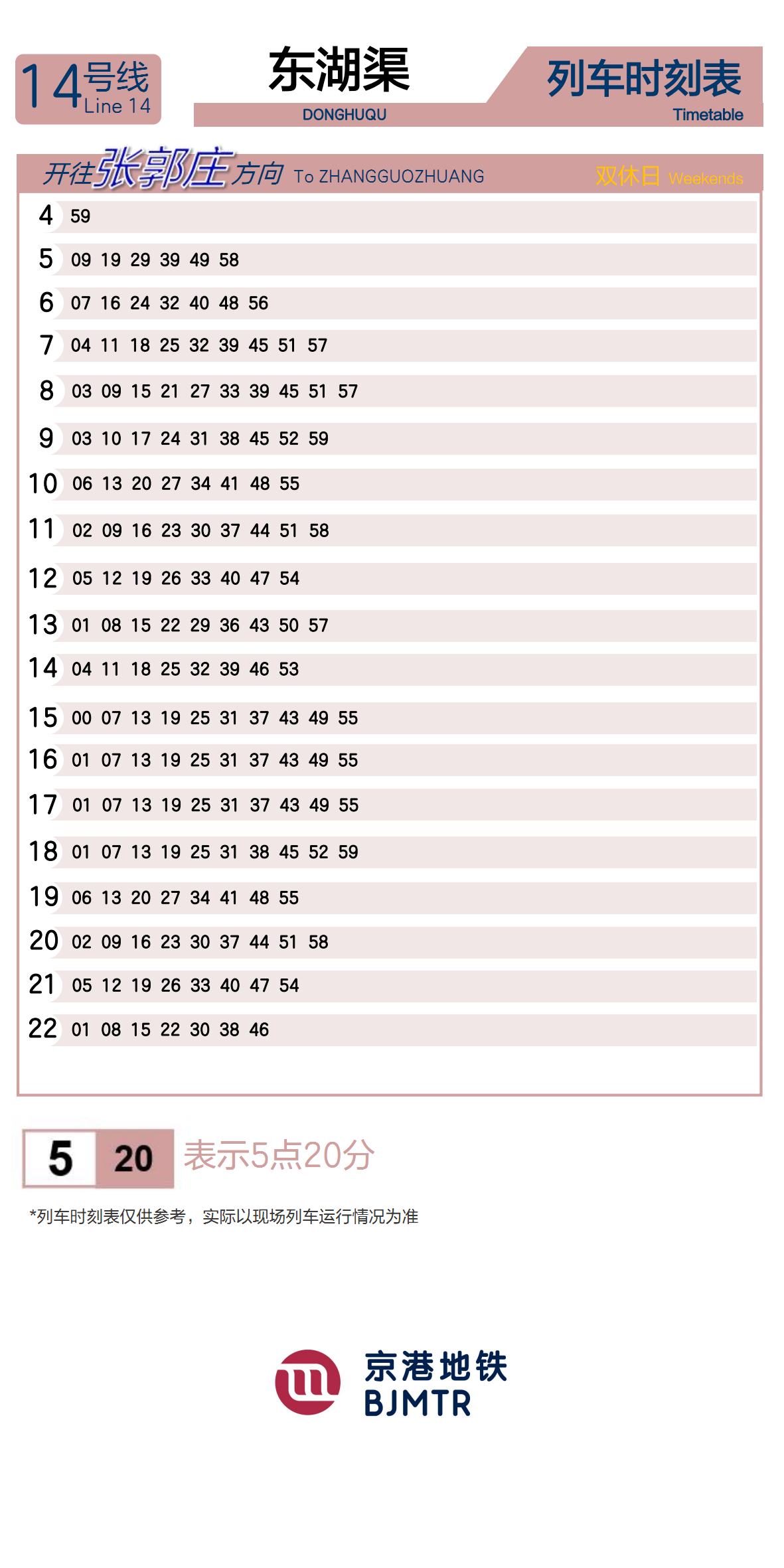Line 14DonghuquTimetable