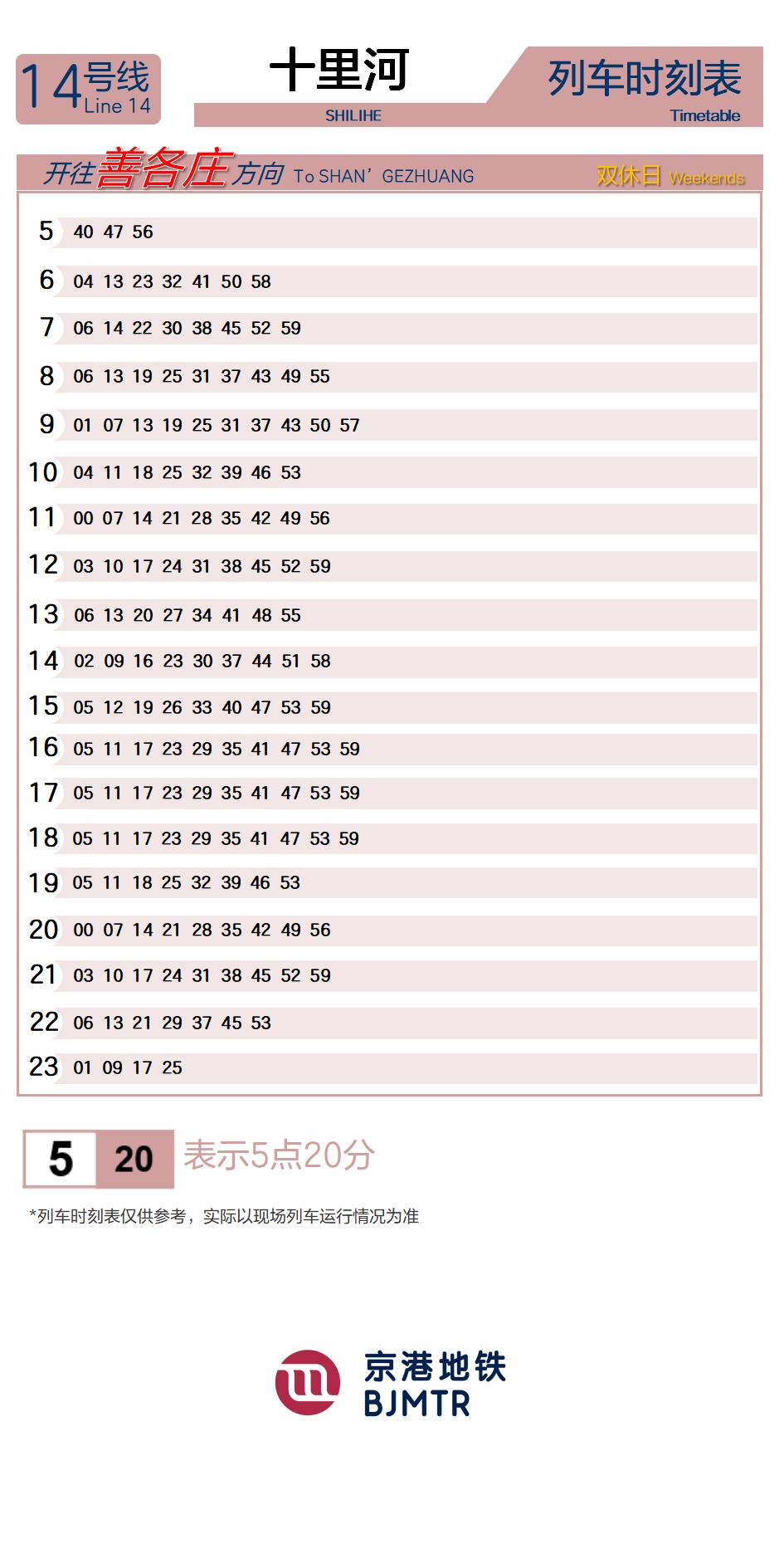 14号线十里河时刻表