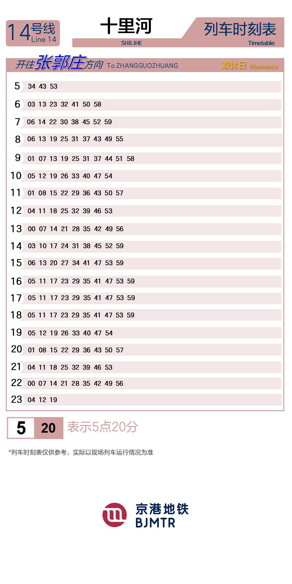14号线十里河时刻表