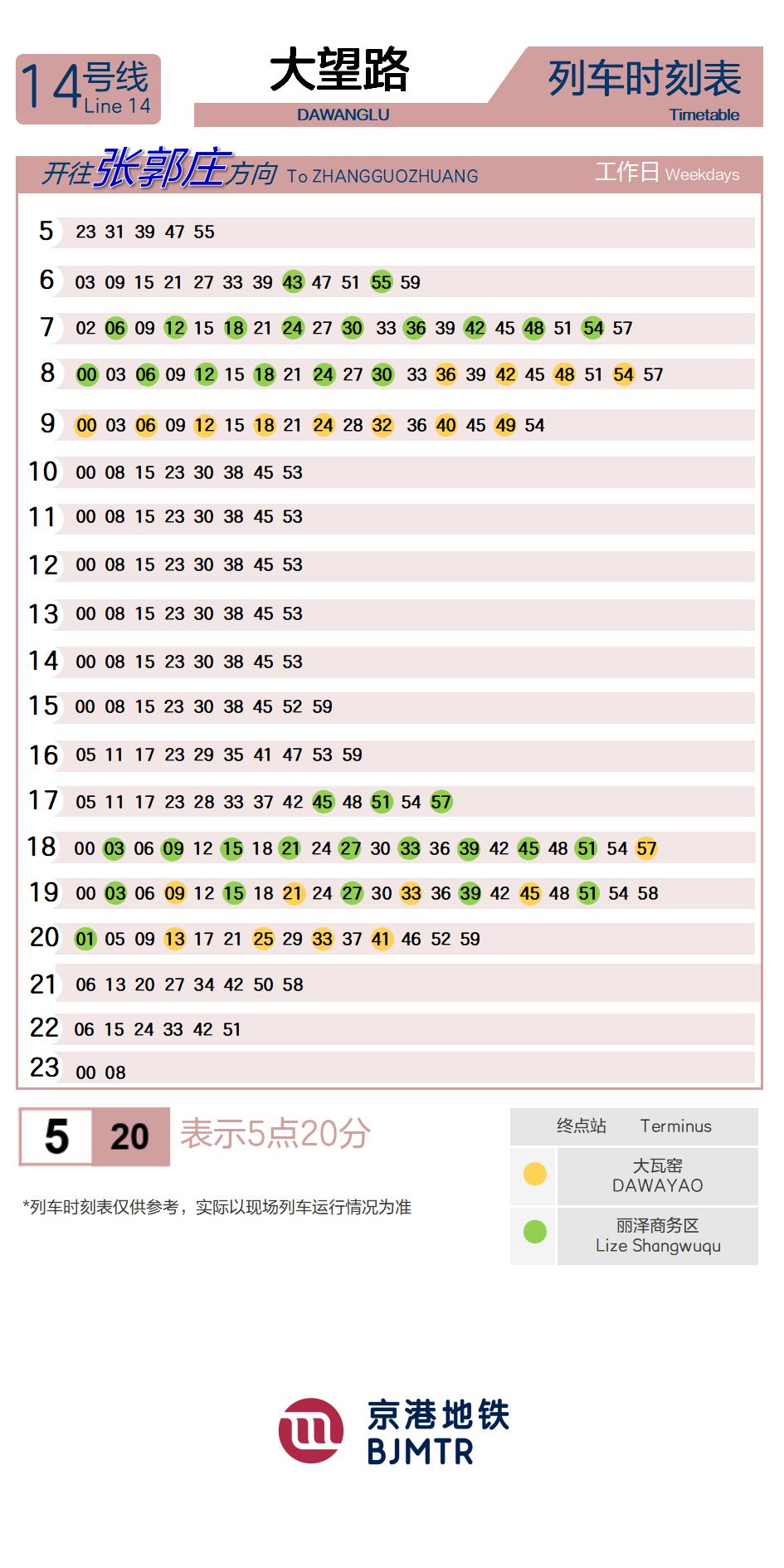 14号线大望路时刻表