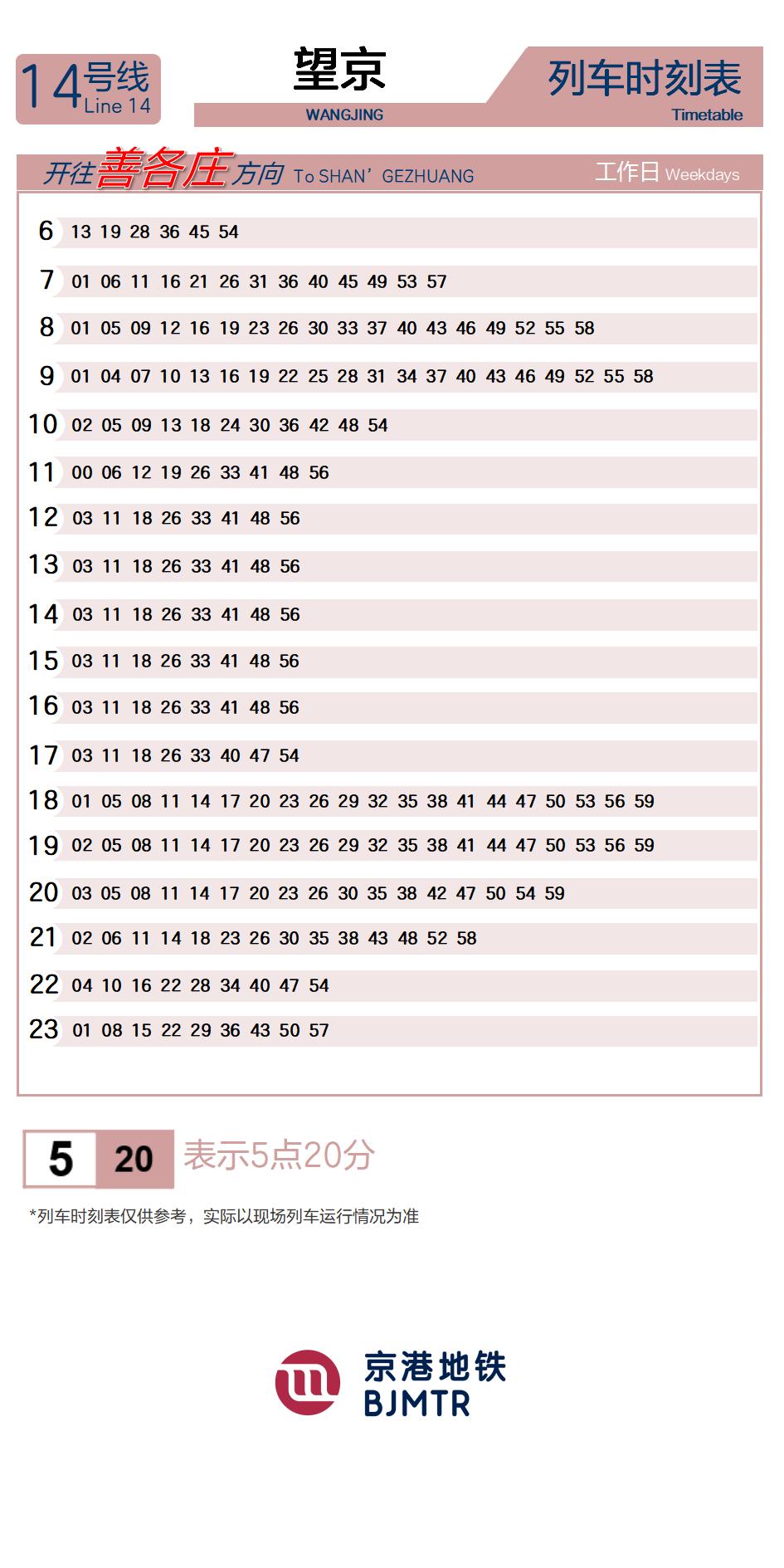 14号线望京时刻表