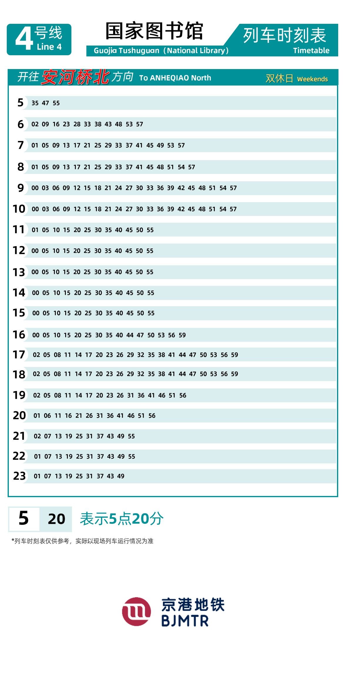 4号线-大兴线国家图书馆时刻表