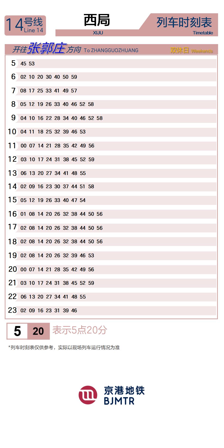 Line 14XijuTimetable