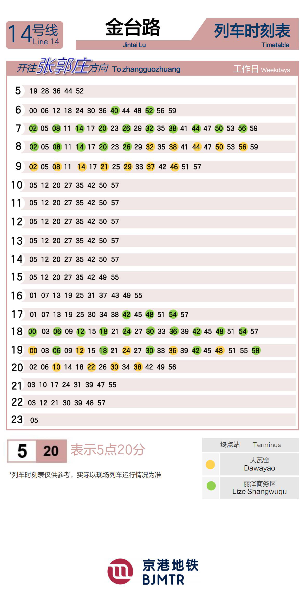 Line 14Jintai LuTimetable
