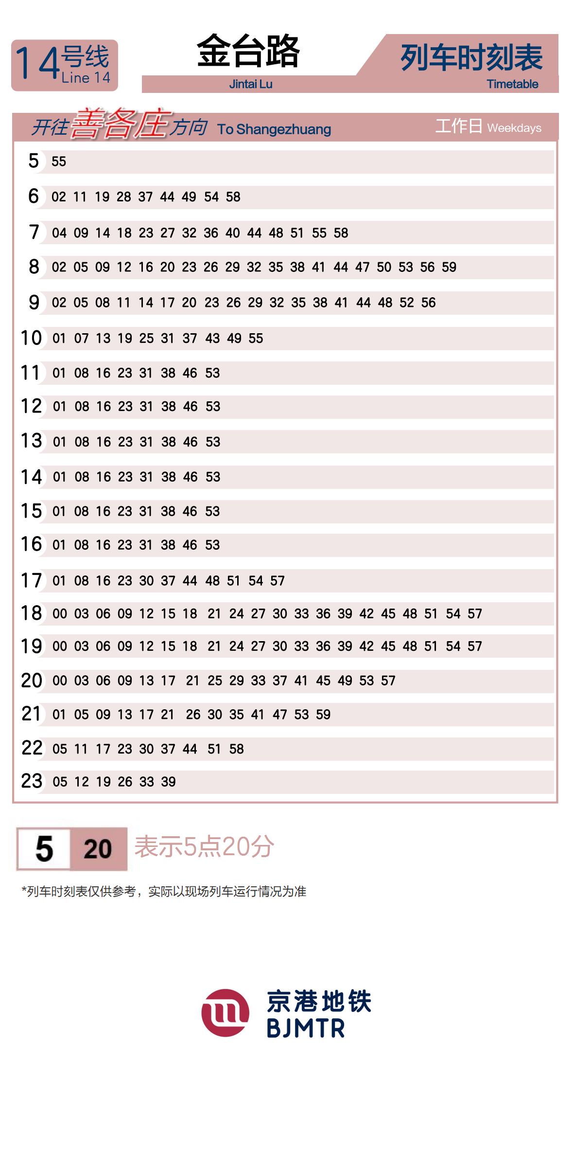 Line 14Jintai LuTimetable