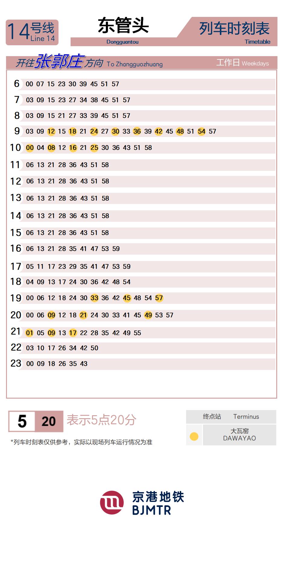 14号线东管头时刻表
