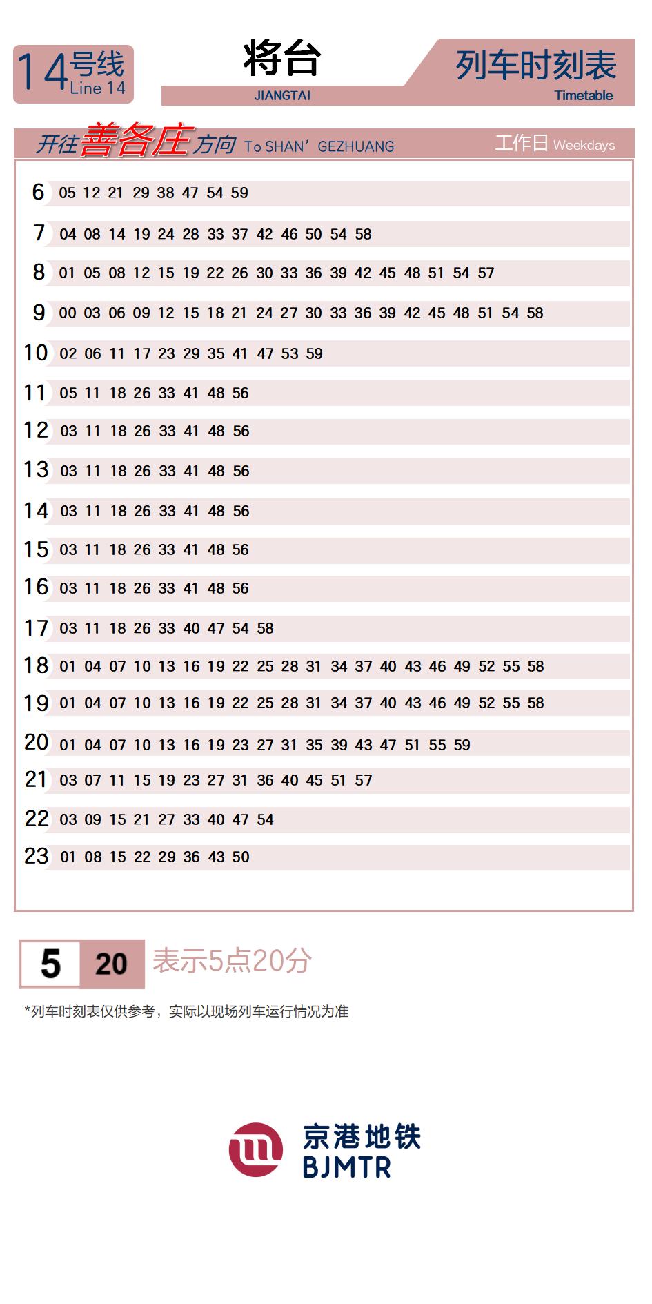 14号线将台时刻表