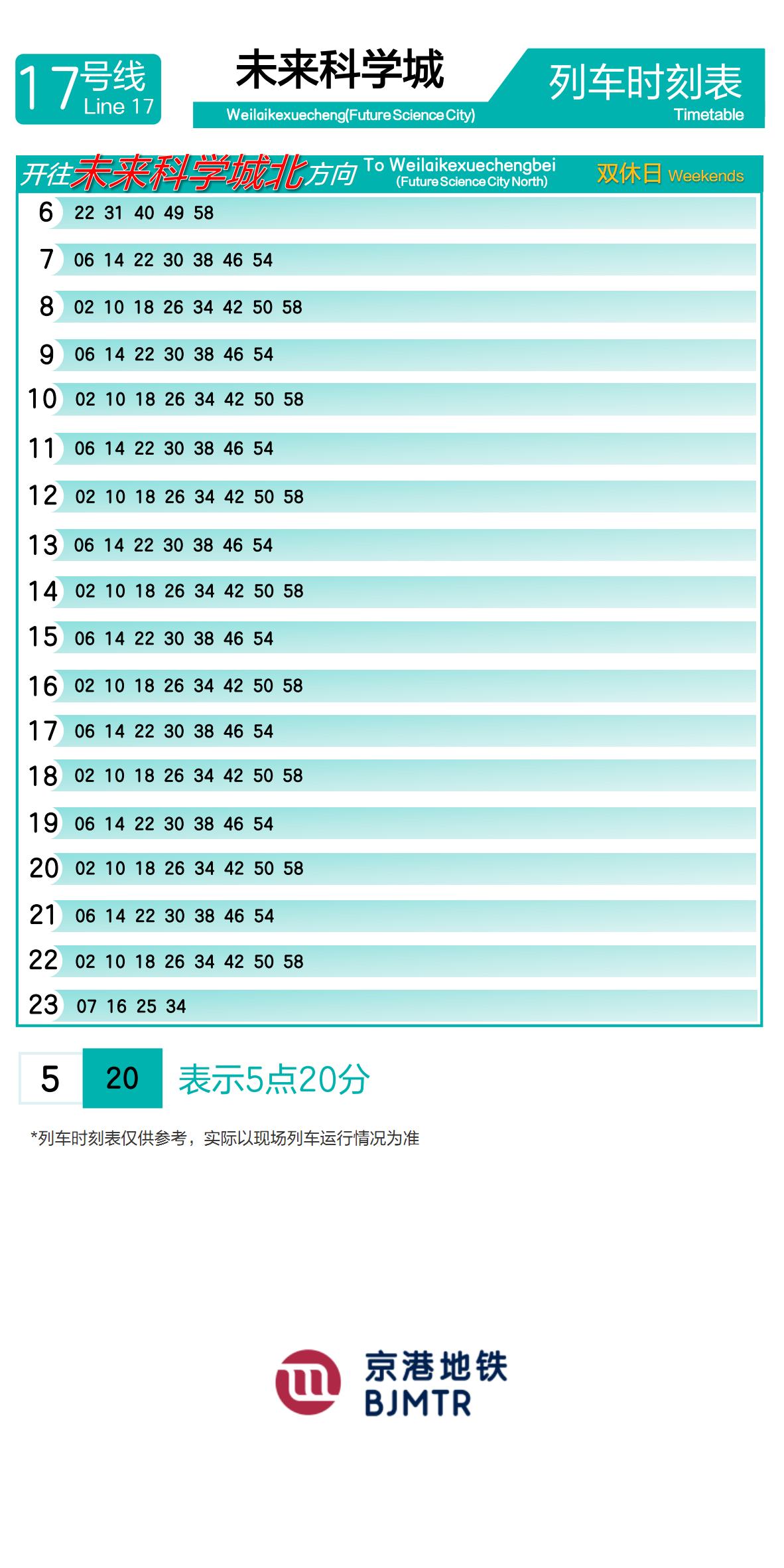 Line 17Future Science CityTimetable