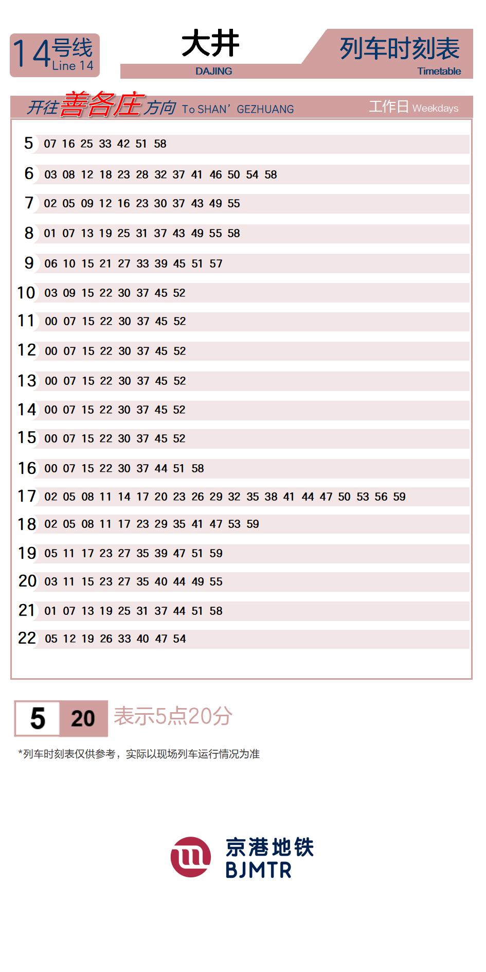 14号线大井时刻表