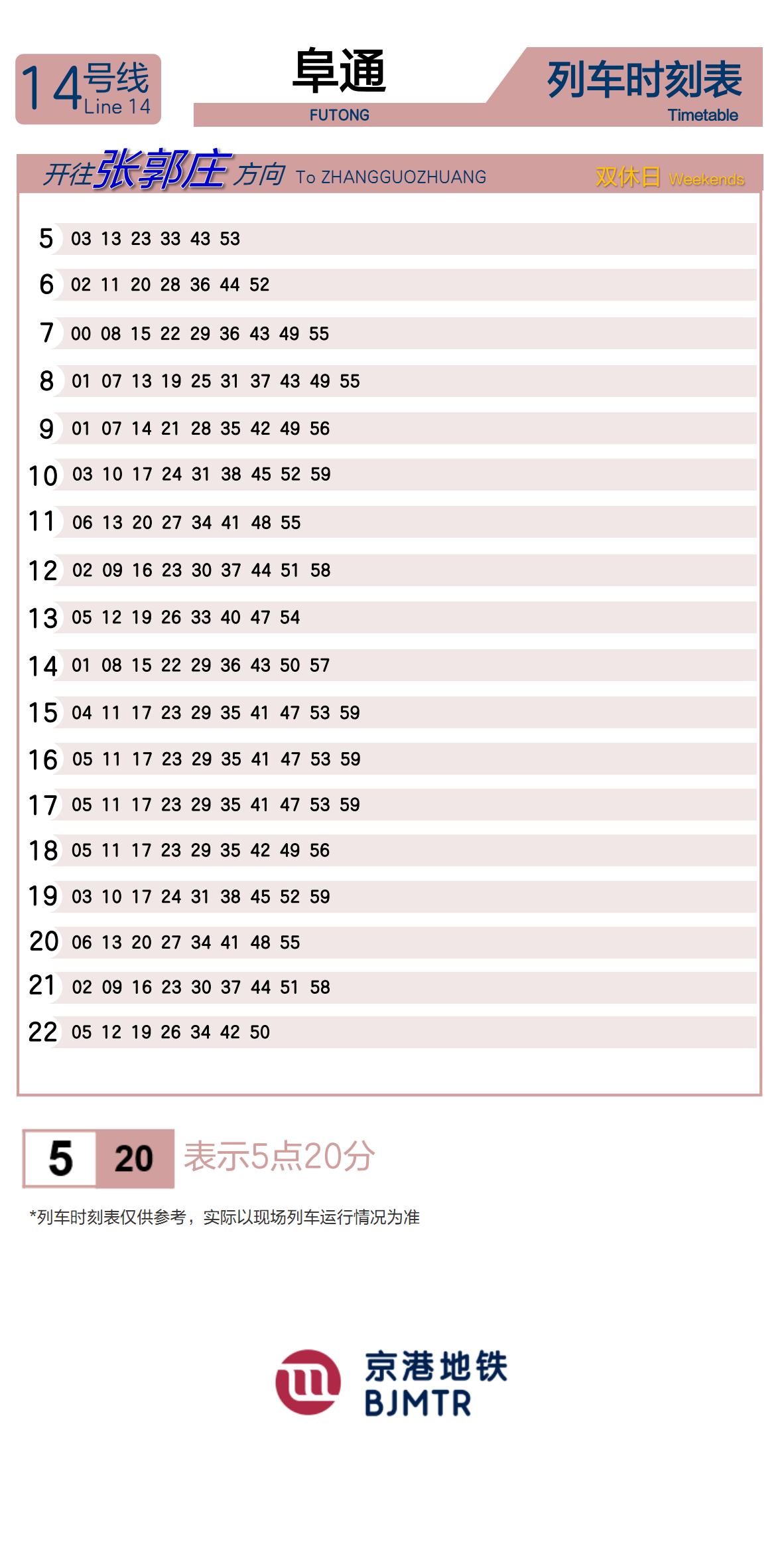 Line 14Futong时刻表