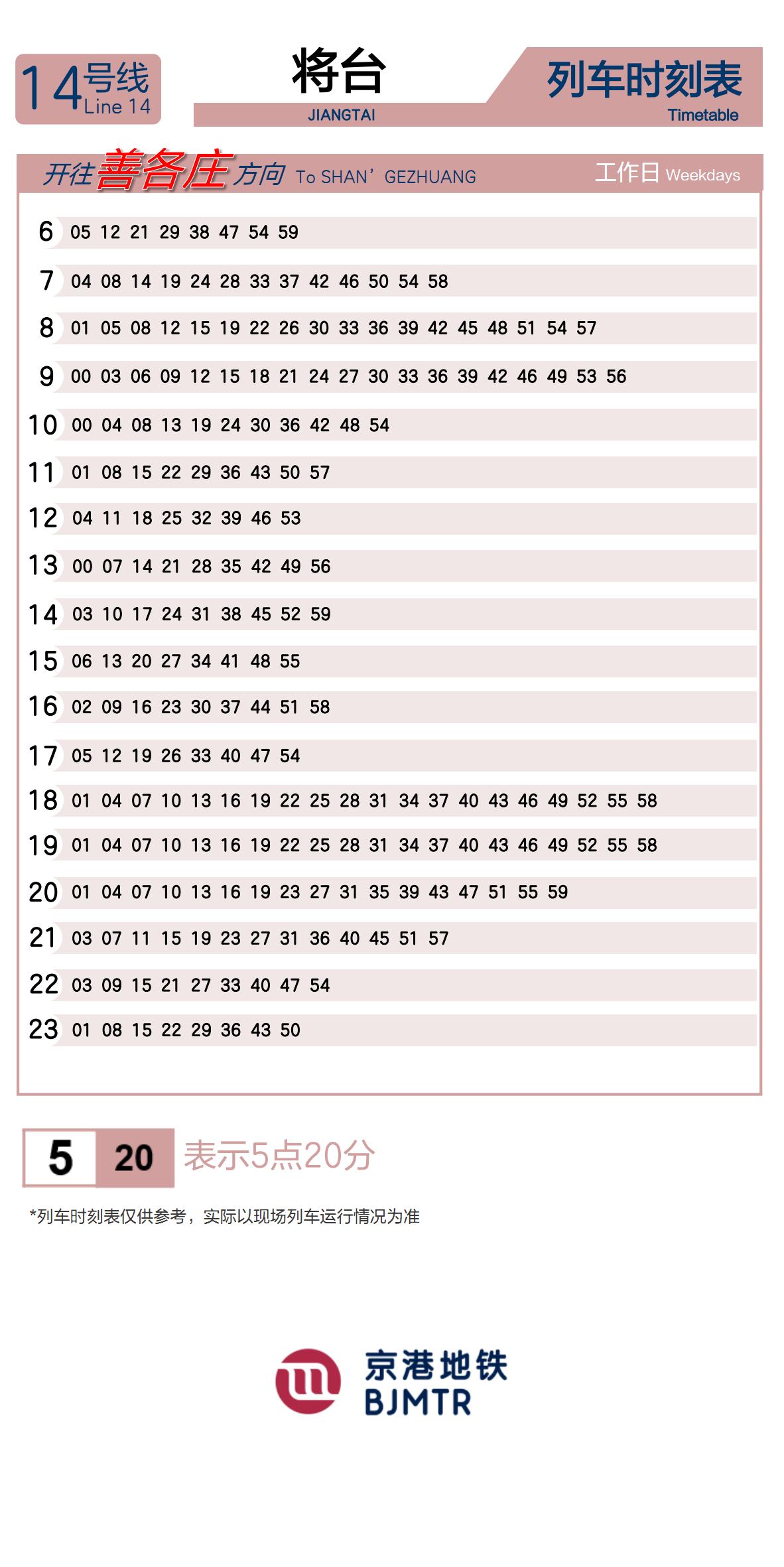 14号线将台时刻表