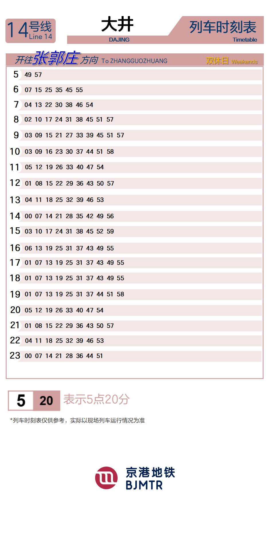 14号线大井时刻表