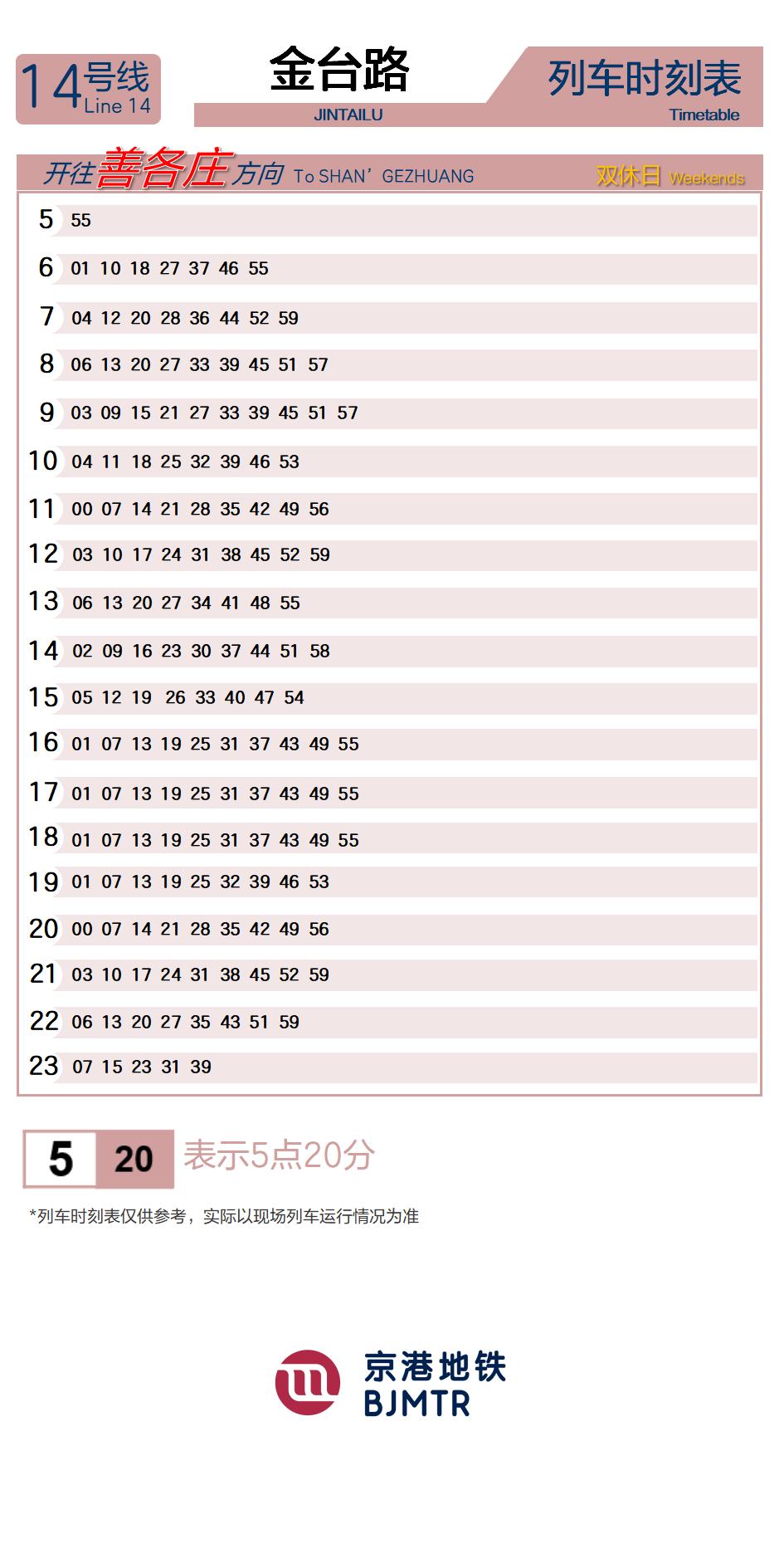 Line 14Jintai LuTimetable