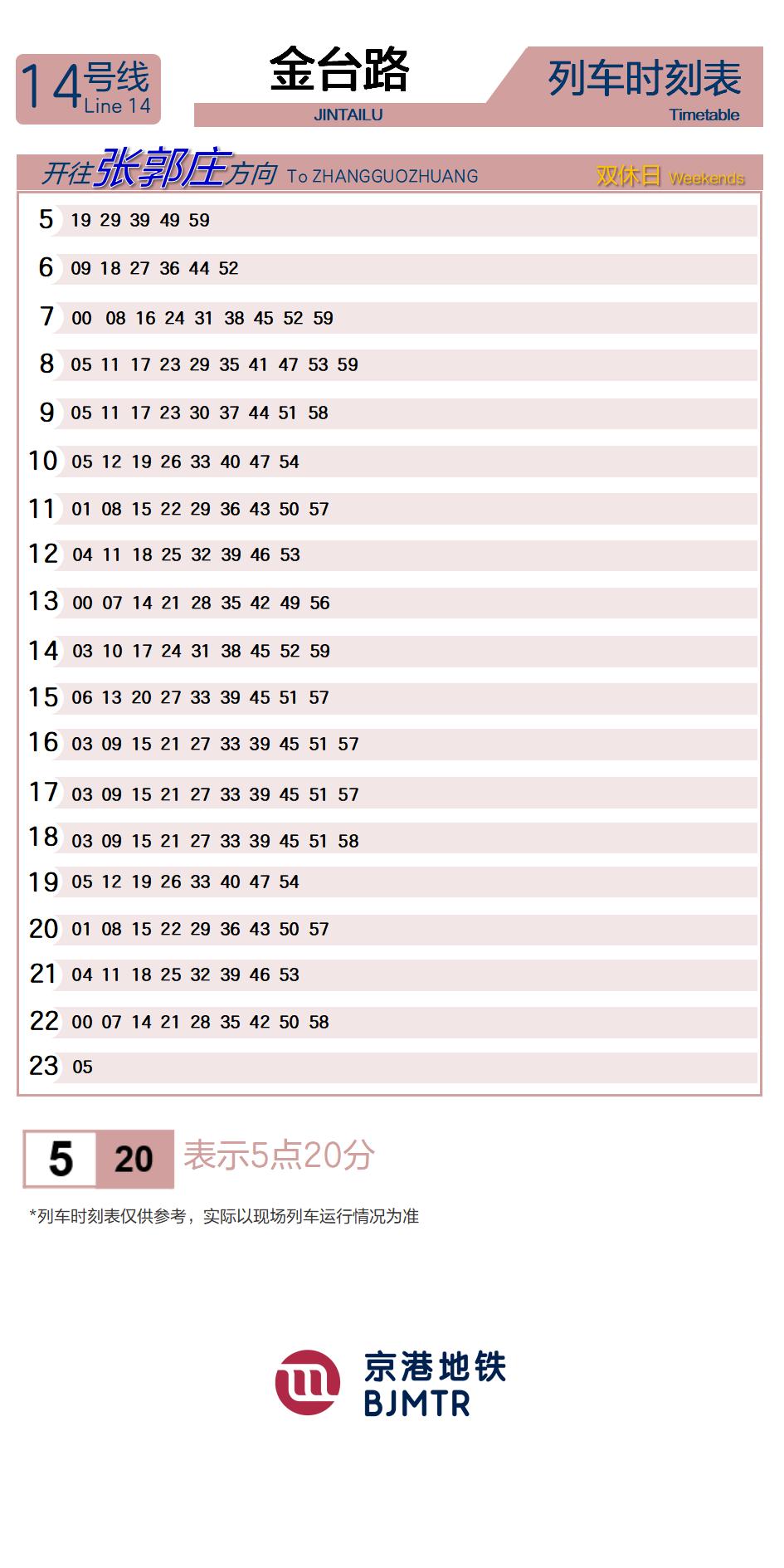 Line 14Jintai LuTimetable