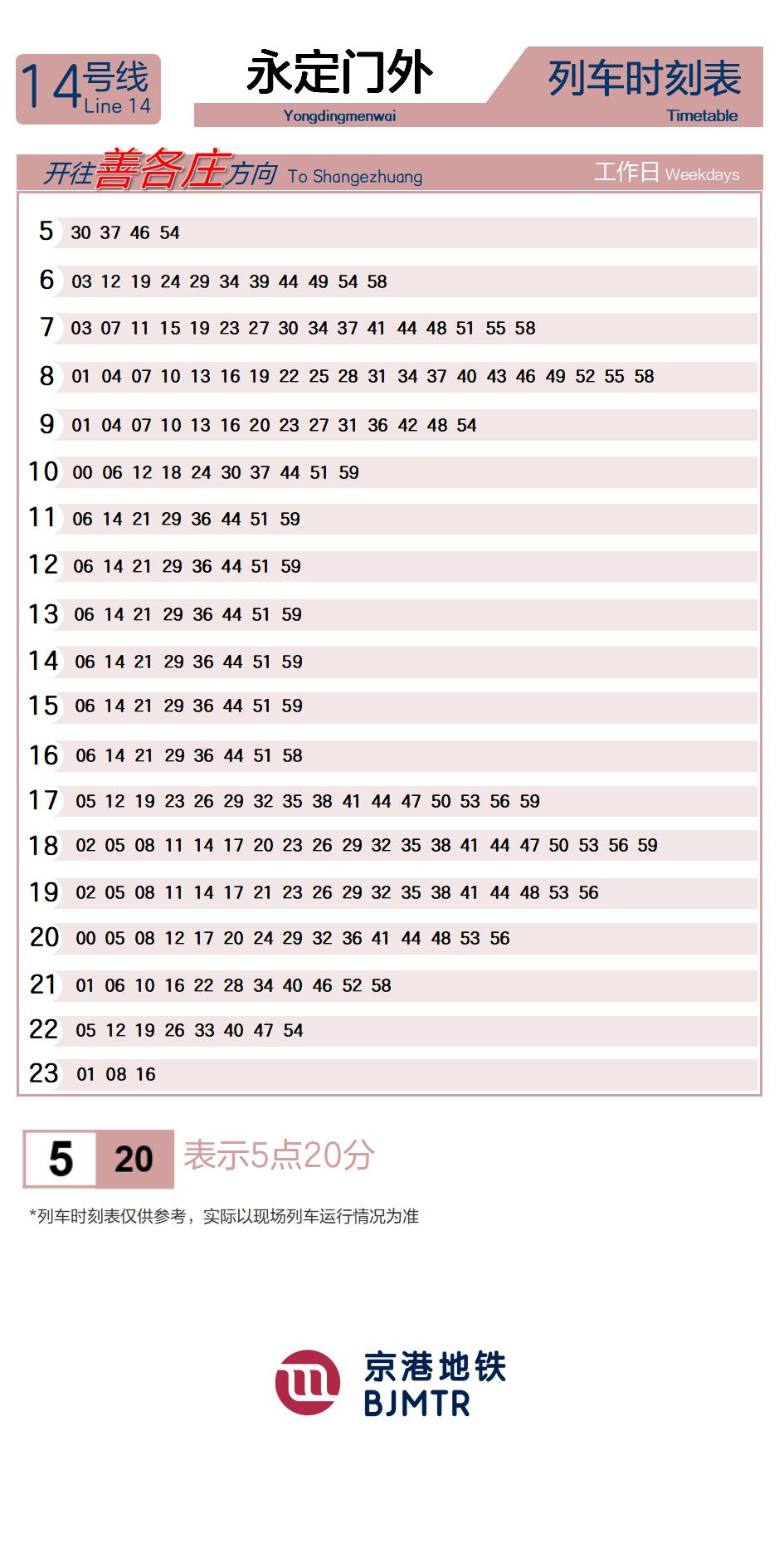 14号线永定门外时刻表