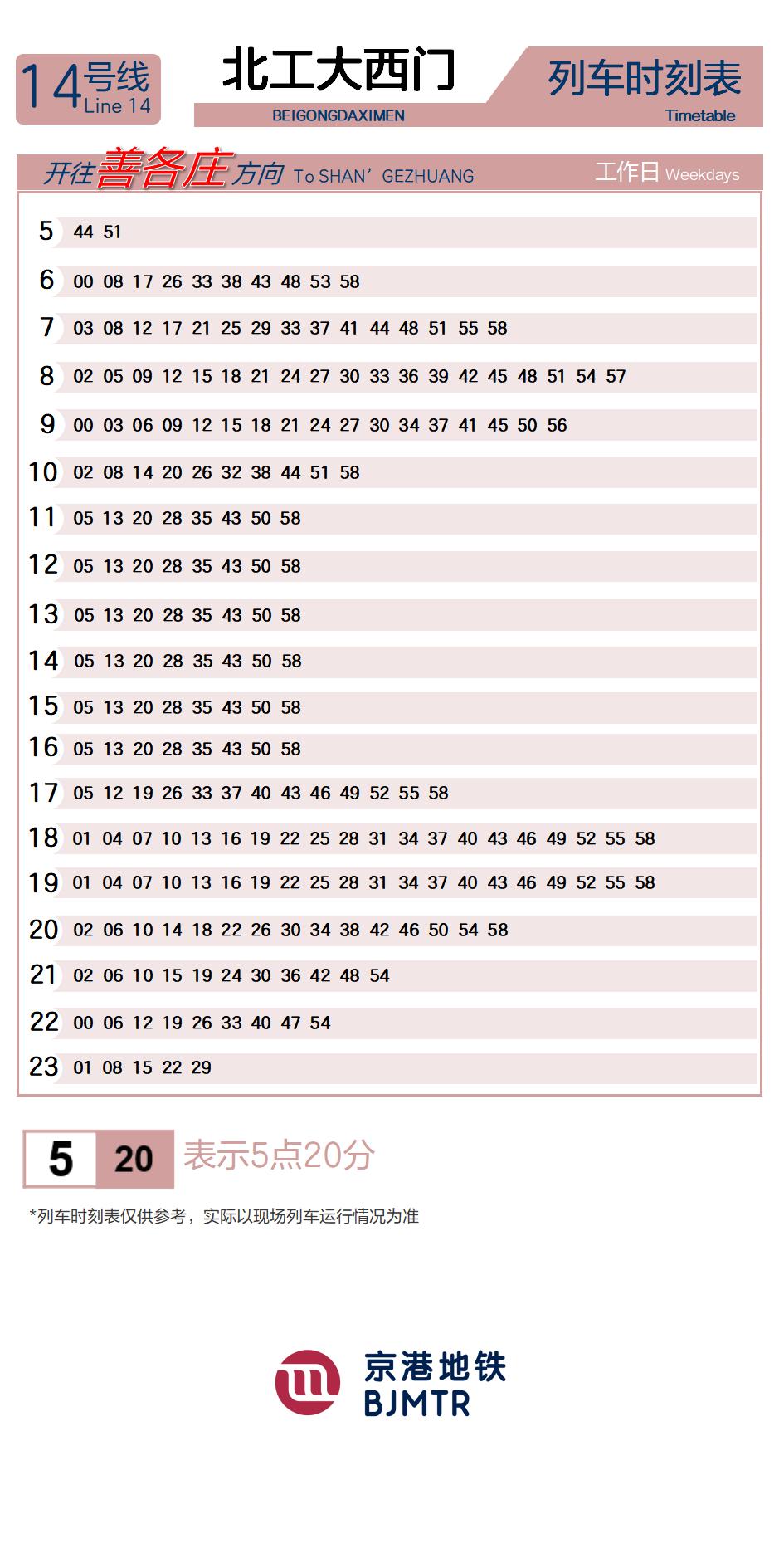14号线北工大西门时刻表
