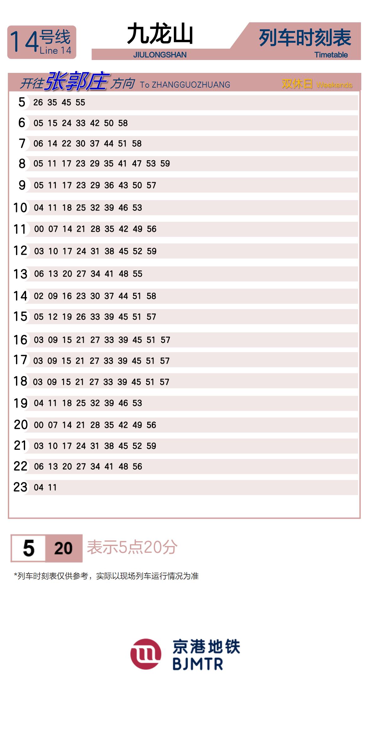 Line 14Jiulongshan时刻表