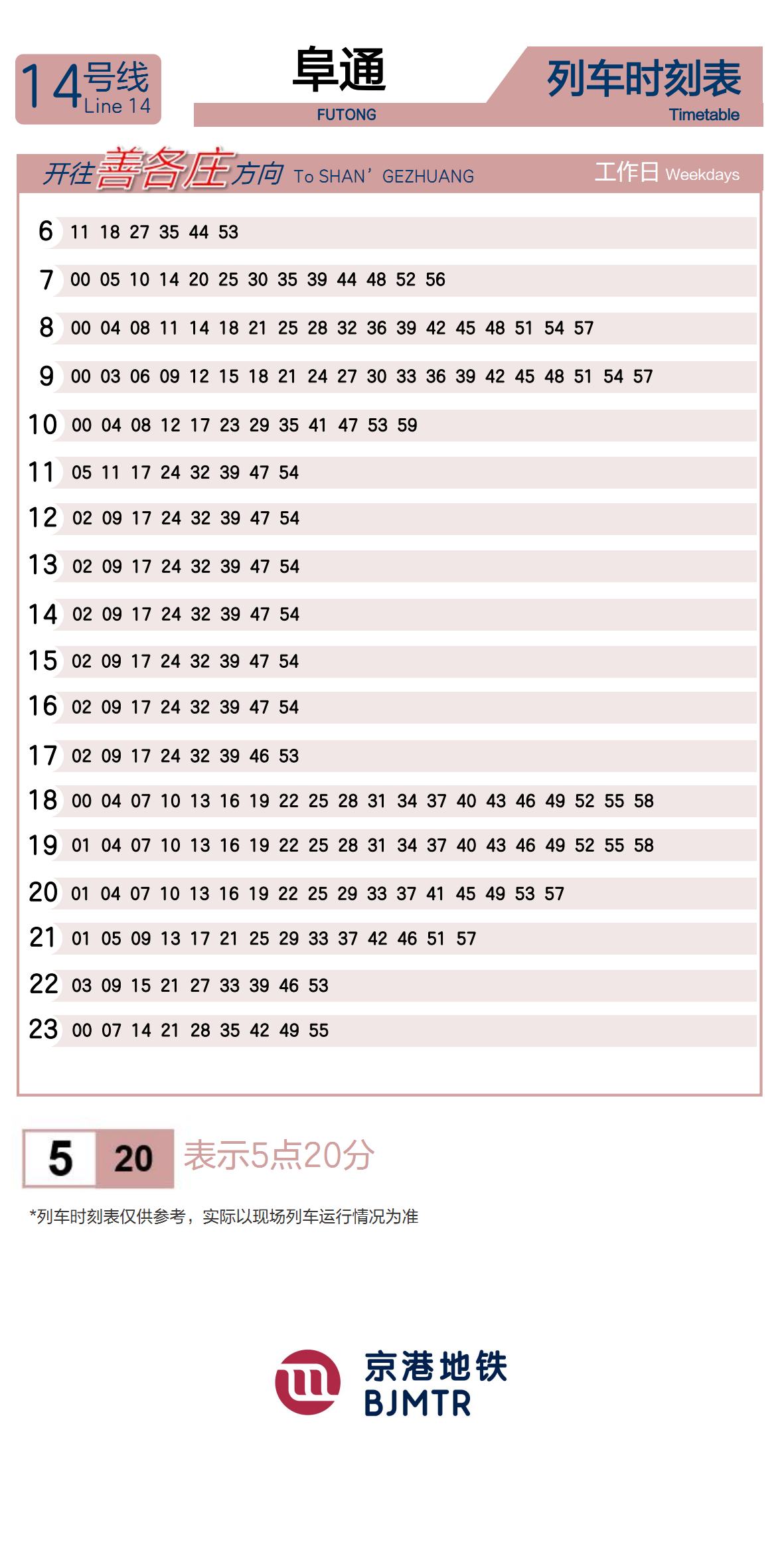 Line 14FutongTimetable