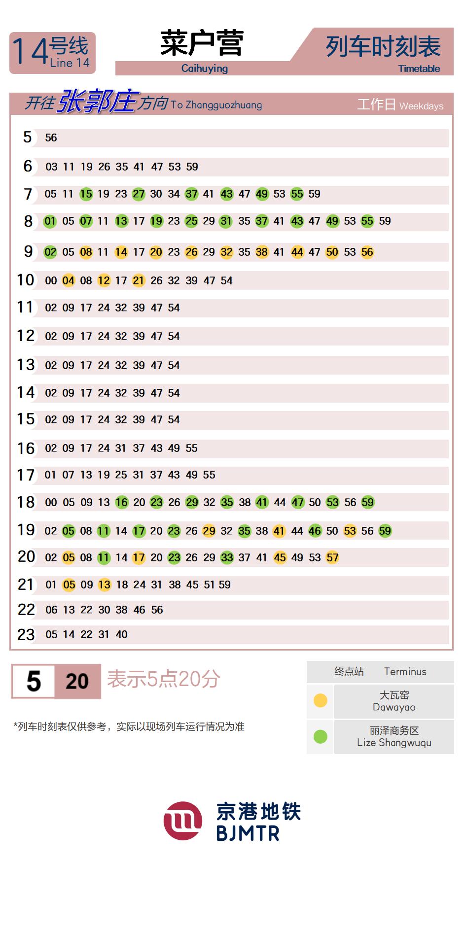 14号线菜户营时刻表