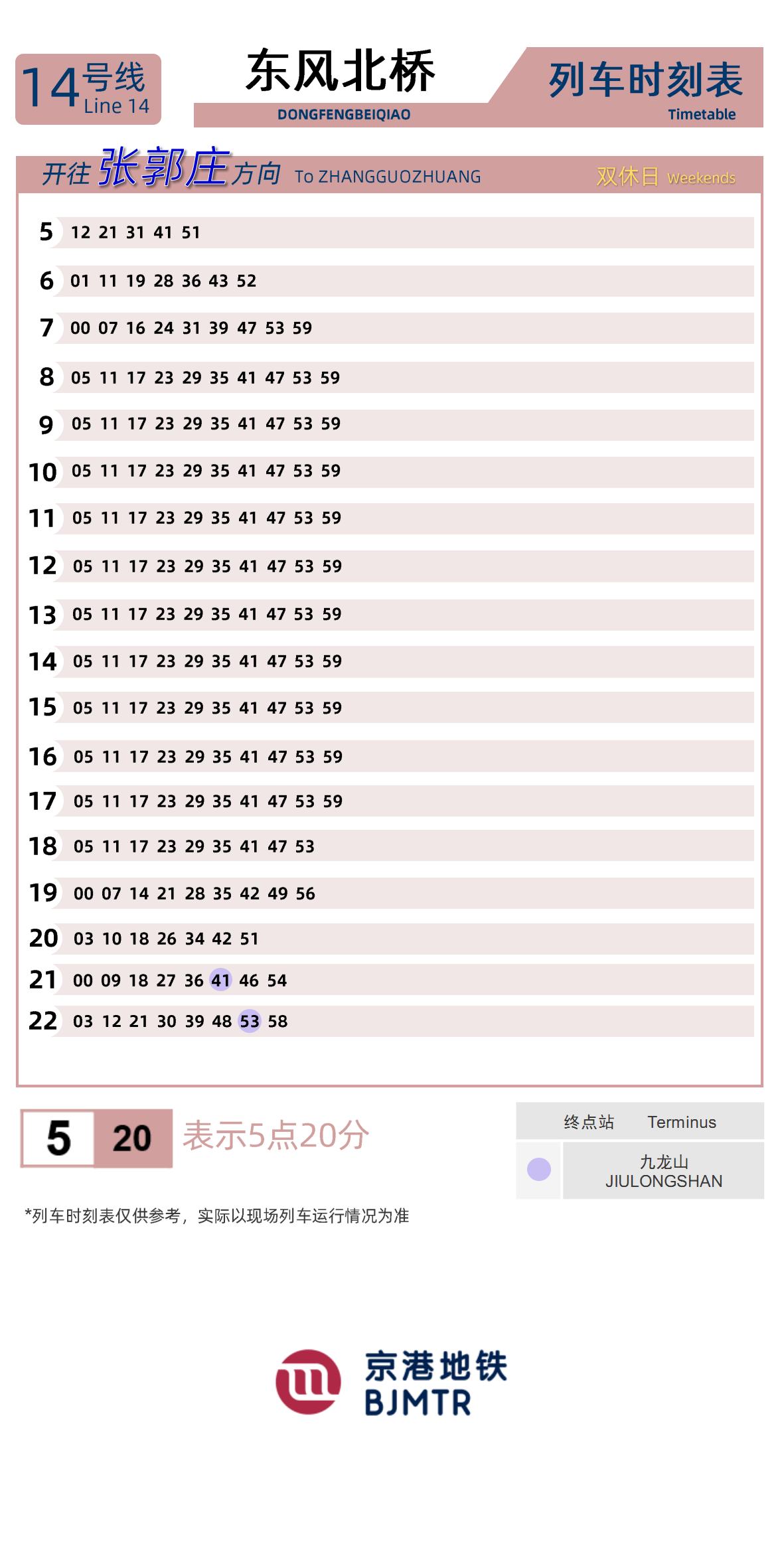 Line 14Dongfeng Beiqiao时刻表