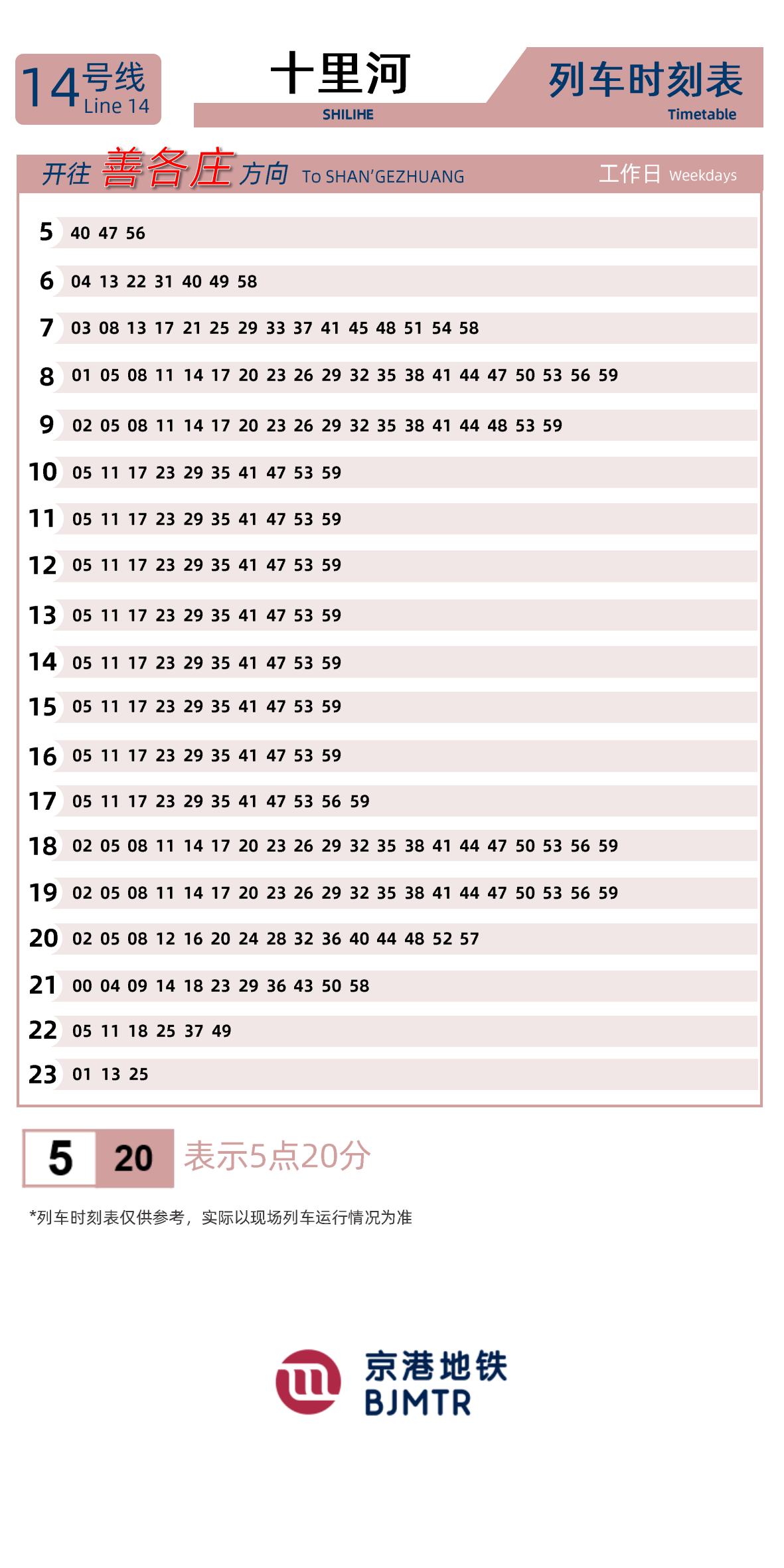 Line 14Shilihe时刻表