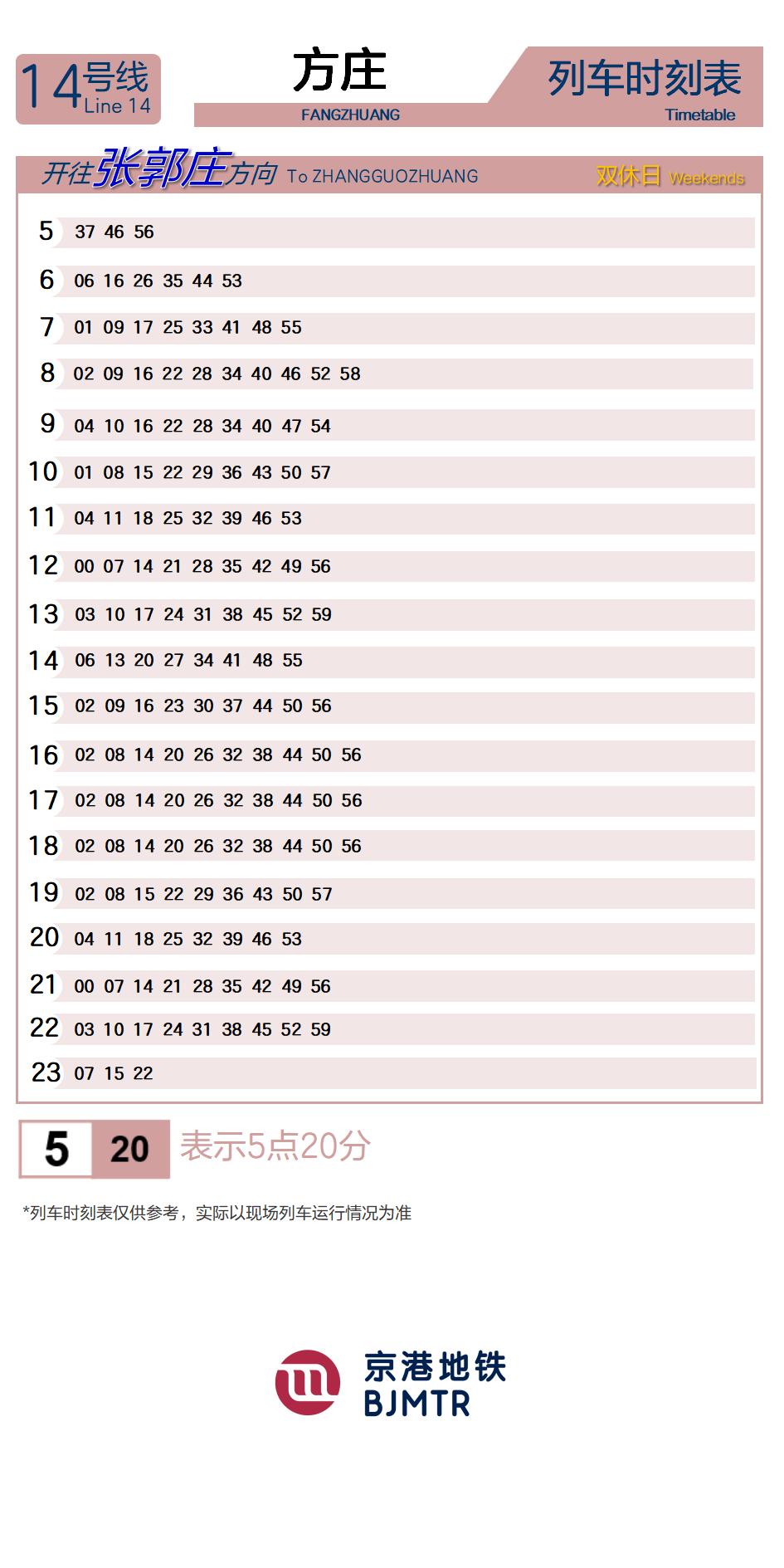 14号线方庄时刻表