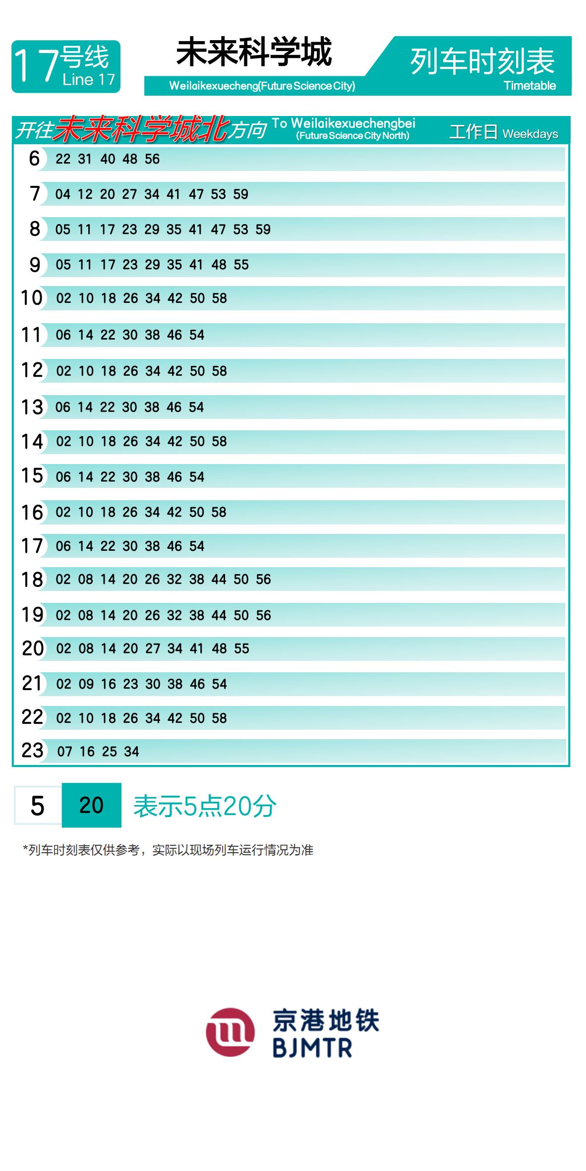 Line 17Future Science CityTimetable