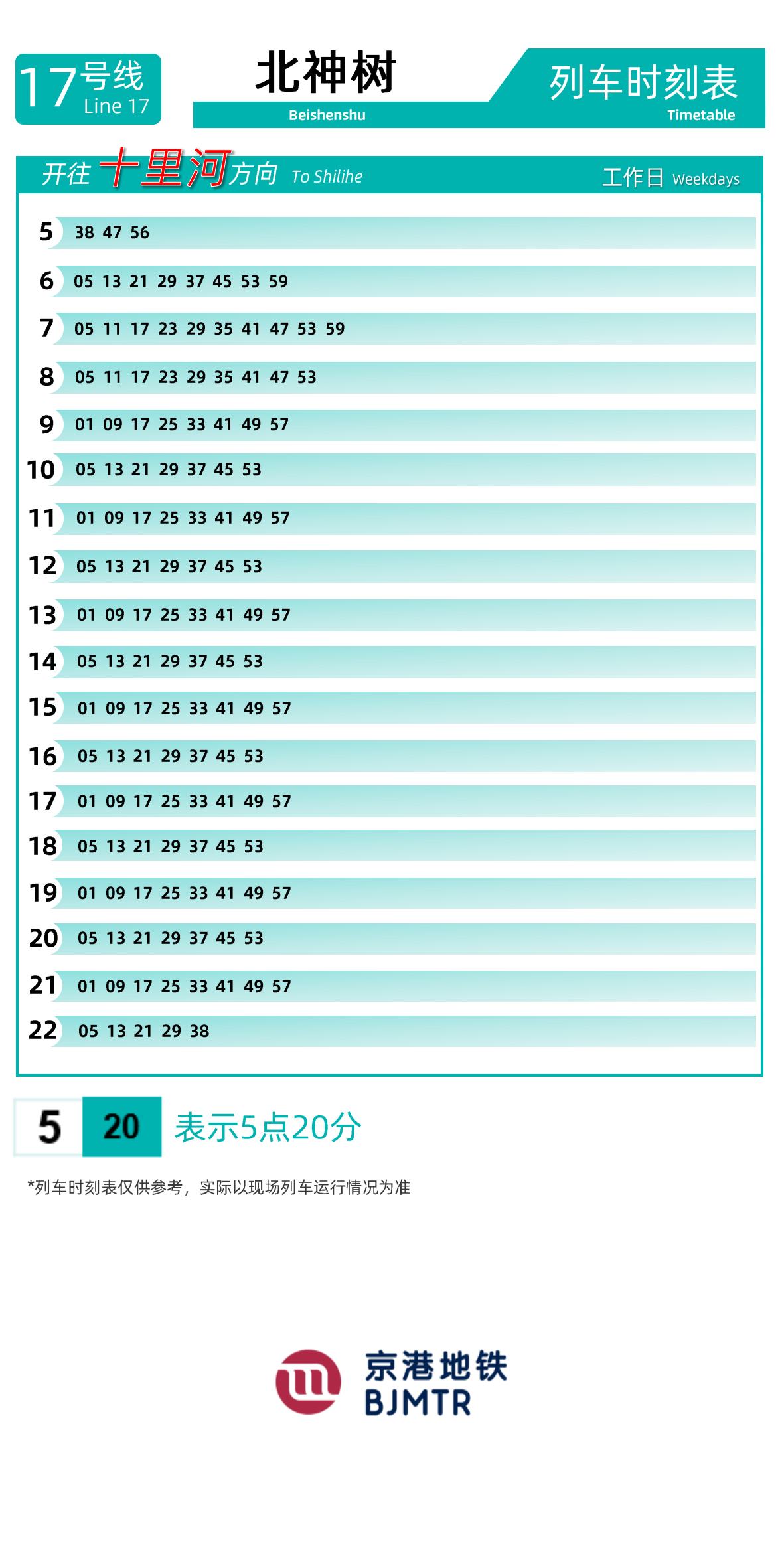 Line 17Beishenshu时刻表