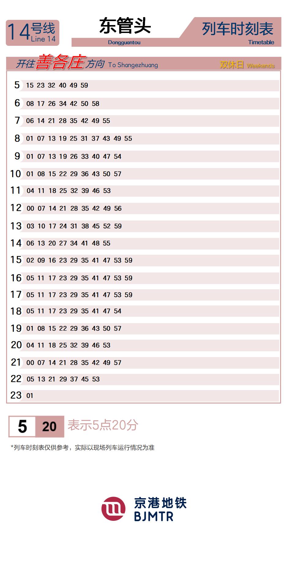 14号线东管头时刻表