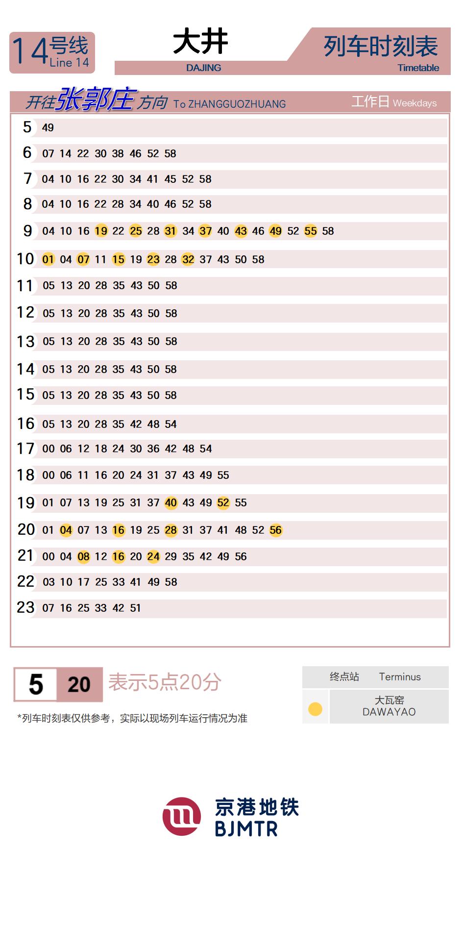 14号线大井时刻表