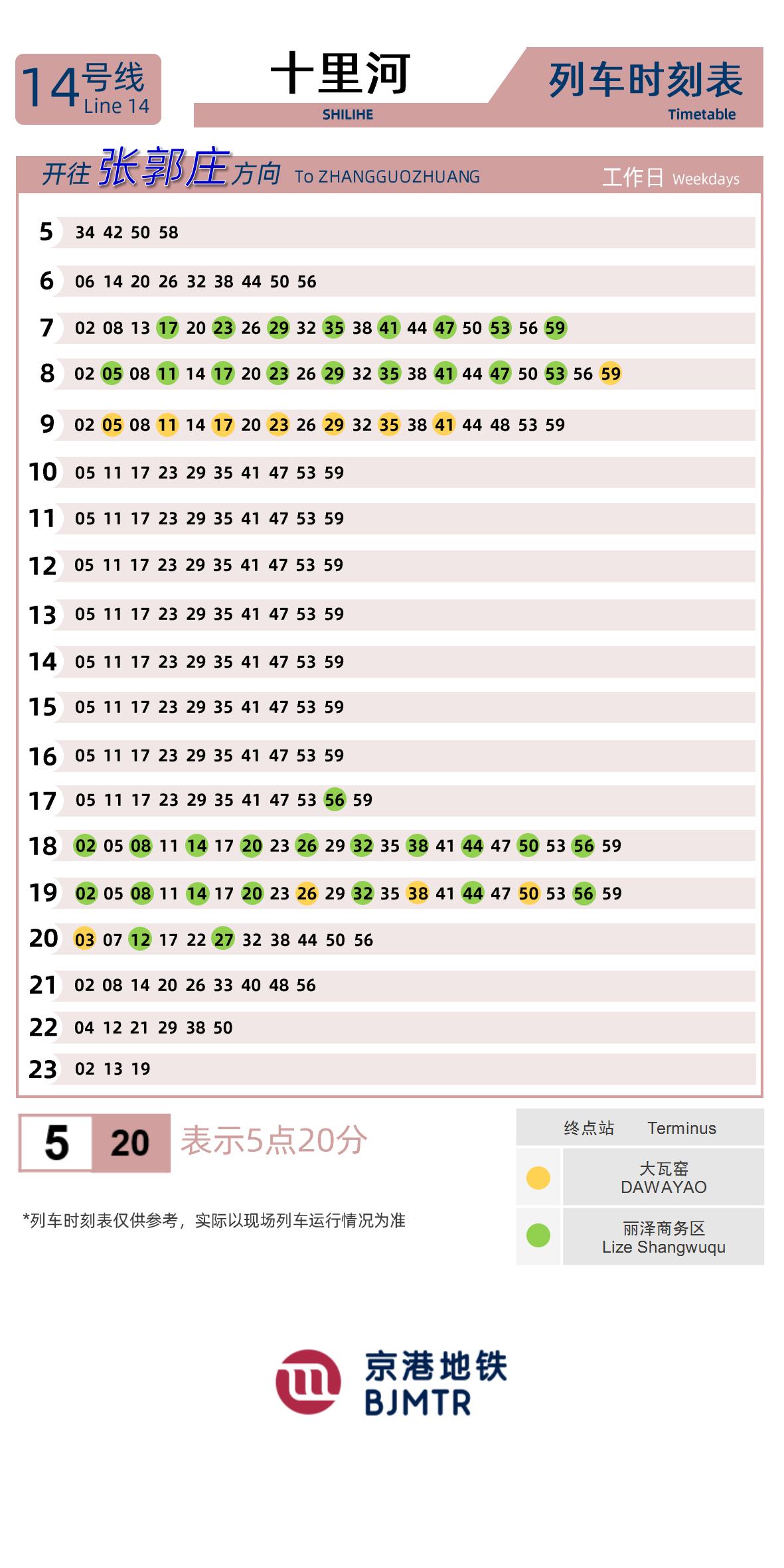 Line 14Shilihe时刻表