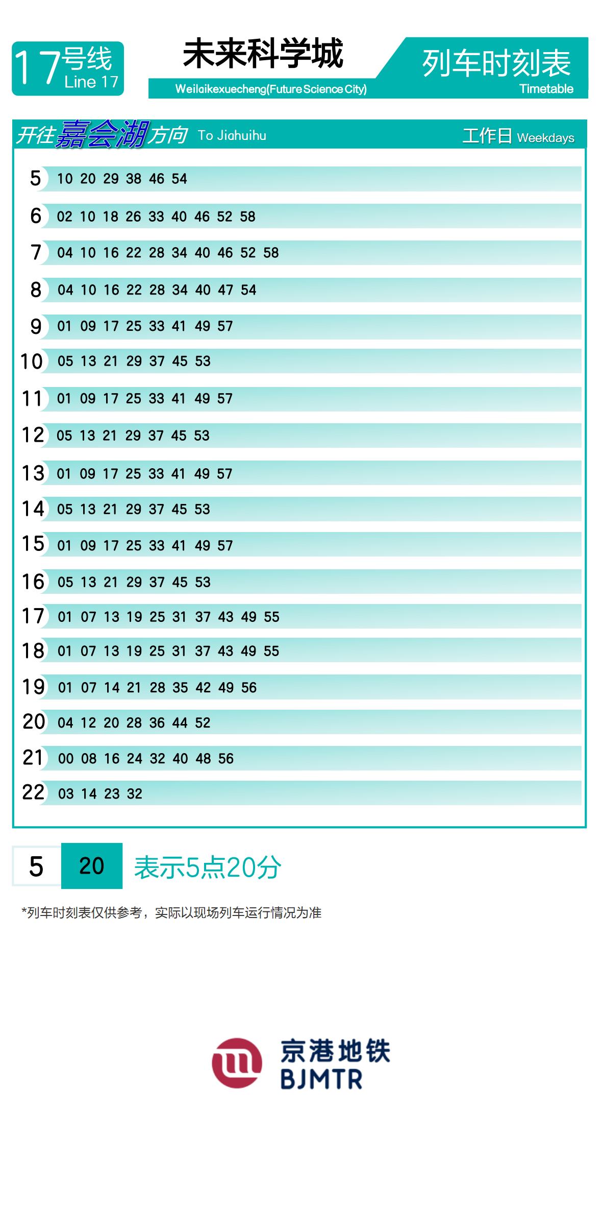 Line 17Future Science CityTimetable