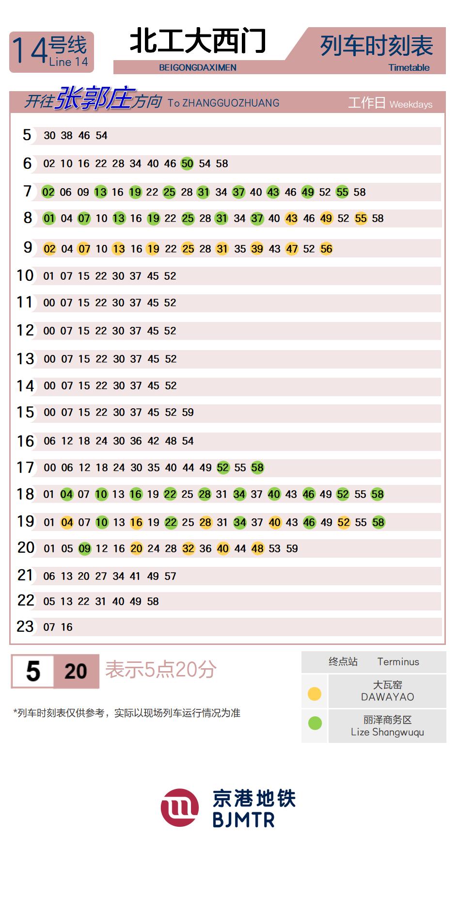 14号线北工大西门时刻表